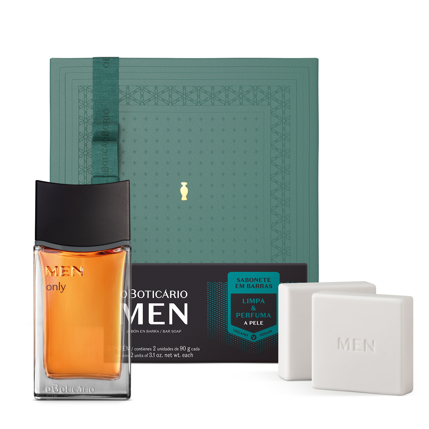 Combo Presente Dia dos Pais MEN: Only Desodorante Colônia 100ml + Sabonete em Barra 2x90g + Caixa Presenteável