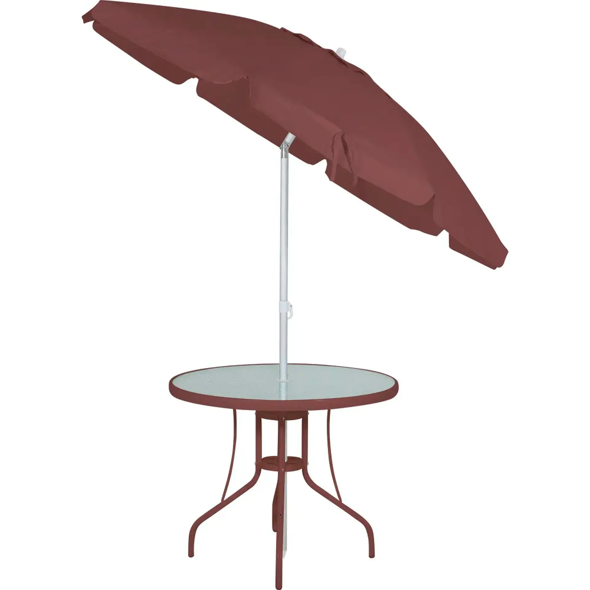 Conjunto Noronha para Jardim Mesa Cadeira e Guarda Sol em Alumínio - Marrom