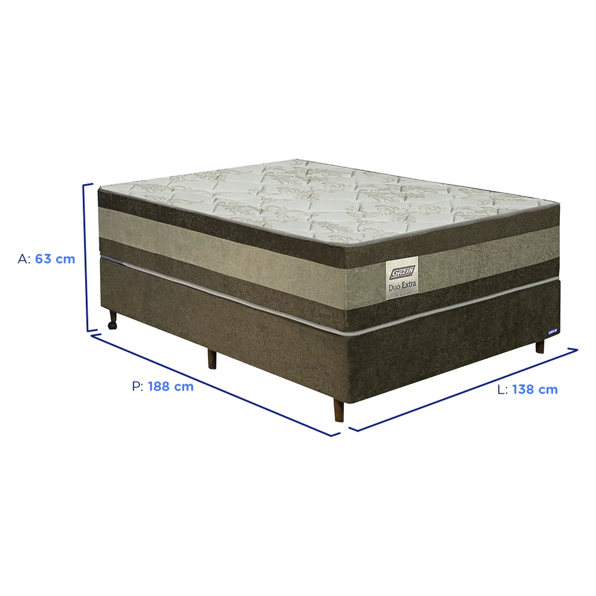 Colchão Cama Box Gazin Espuma Casal Misto Duo Extra 138x188