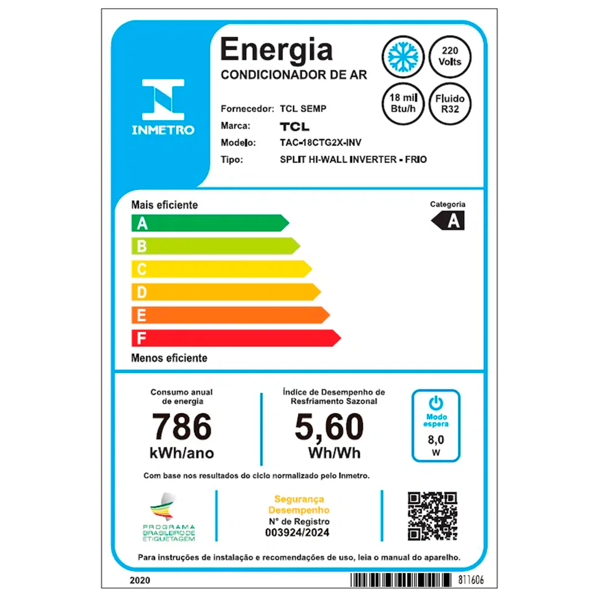 Ar Condicionado Split 18.000 BTUs Inverter T-Pro 2.0 TAC-18CTG2-INV TCL Frio - 220 Volts