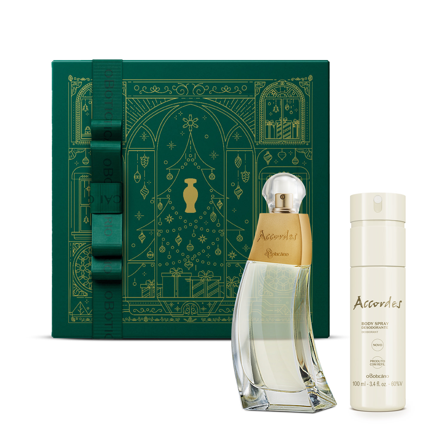 Combo Presente Accordes: Desodorante Colônia 80ml + Body Spray 100ml + Caixa Presenteável