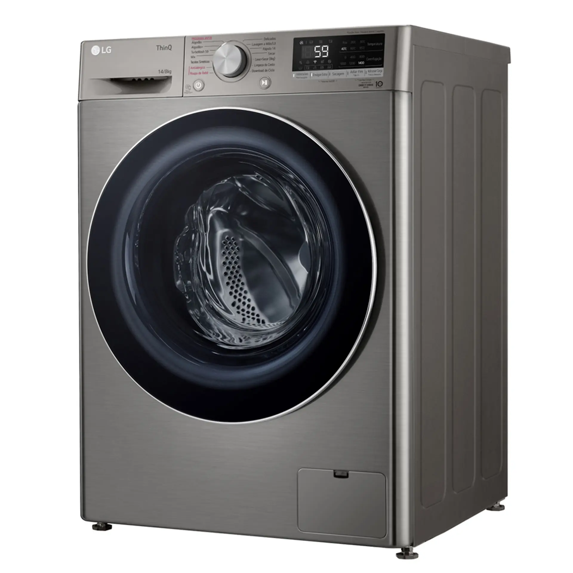 Lava e Seca LG VC4 Smart 14kg Automática com Inteligência Artificial CV5014PC4A - Inox - 220 Volts