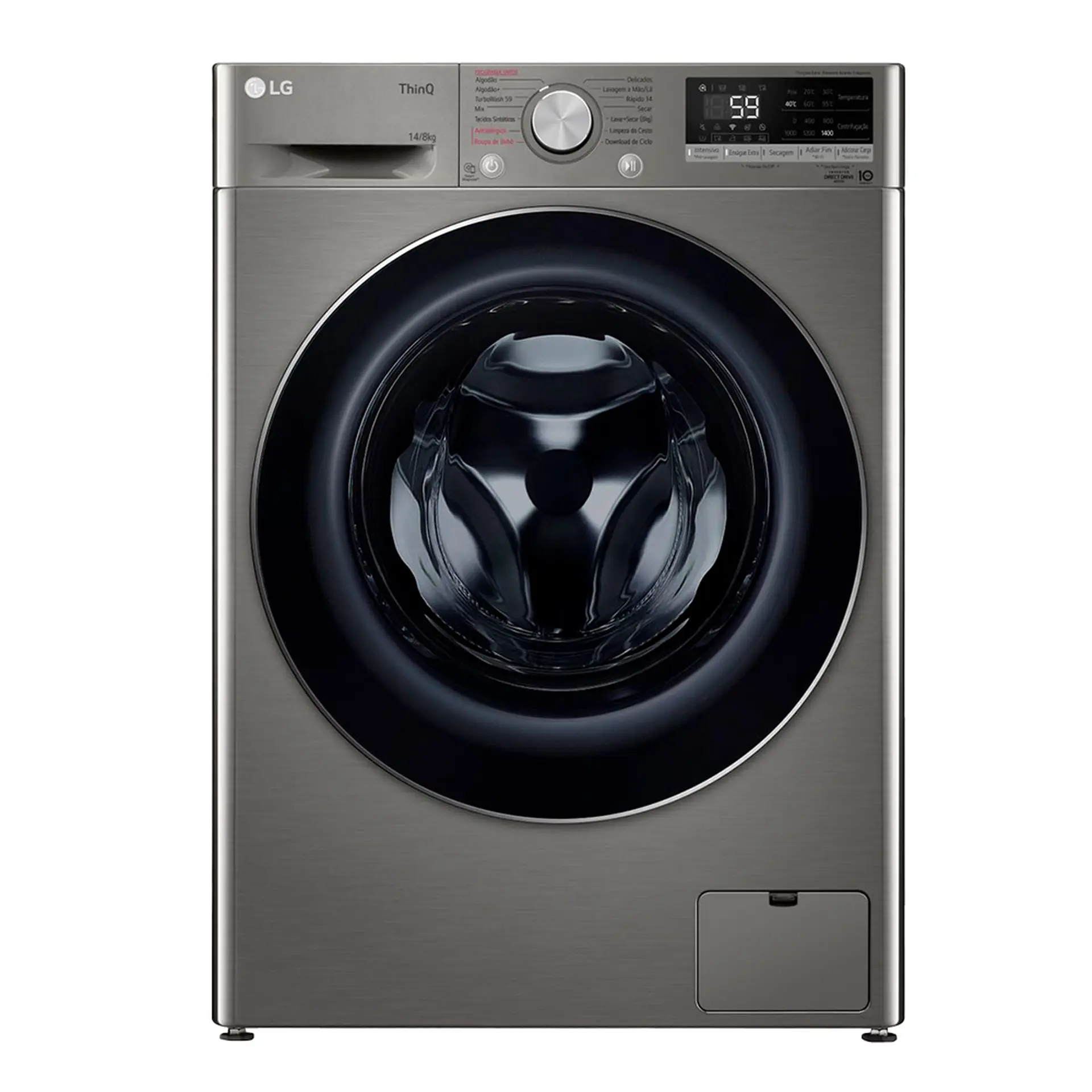 Lava e Seca LG VC4 Smart 14kg Automática com Inteligência Artificial CV5014PC4A - Inox - 220 Volts