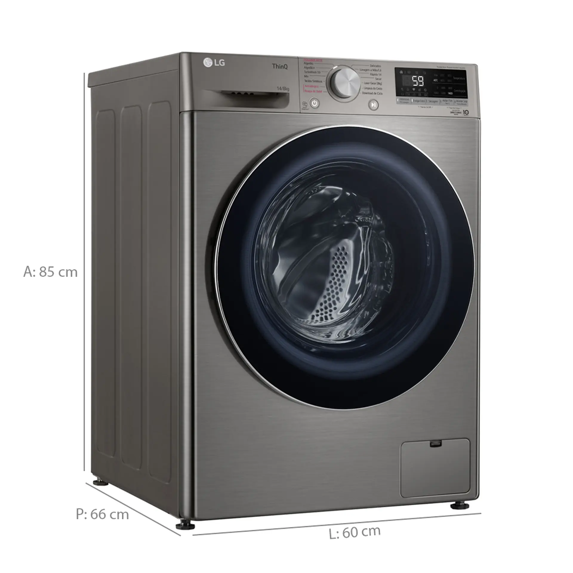 Lava e Seca LG VC4 Smart 14kg Automática com Inteligência Artificial CV5014PC4A - Inox - 220 Volts
