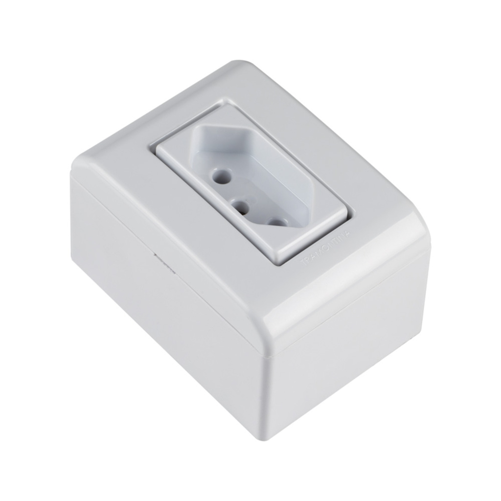 Caixa Sobrepor 1 Tomada 2 Pinos + Terra 10A 250V LizFlex Branco Tramontina - 57304/002