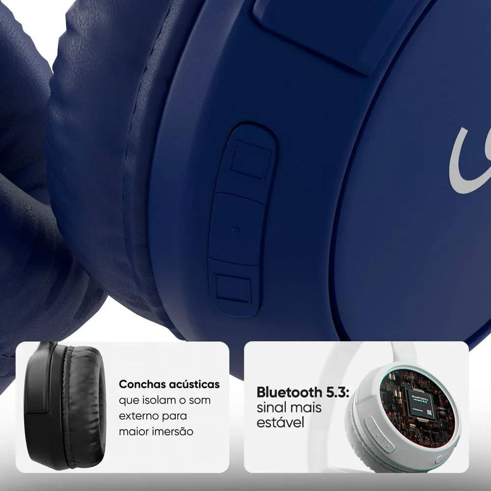 Fone de Ouvido Headset Bluetooth Microfone e Entrada para MicroSD Azul Go Get 71836
