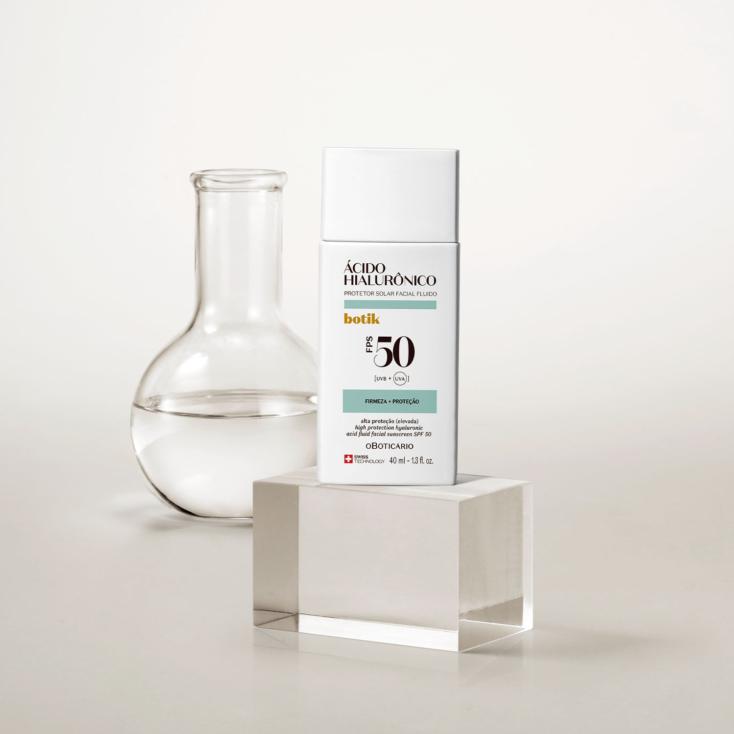 Protetor Solar Facial Fluido FPS 50 Botik Ácido Hialurônico 40ml