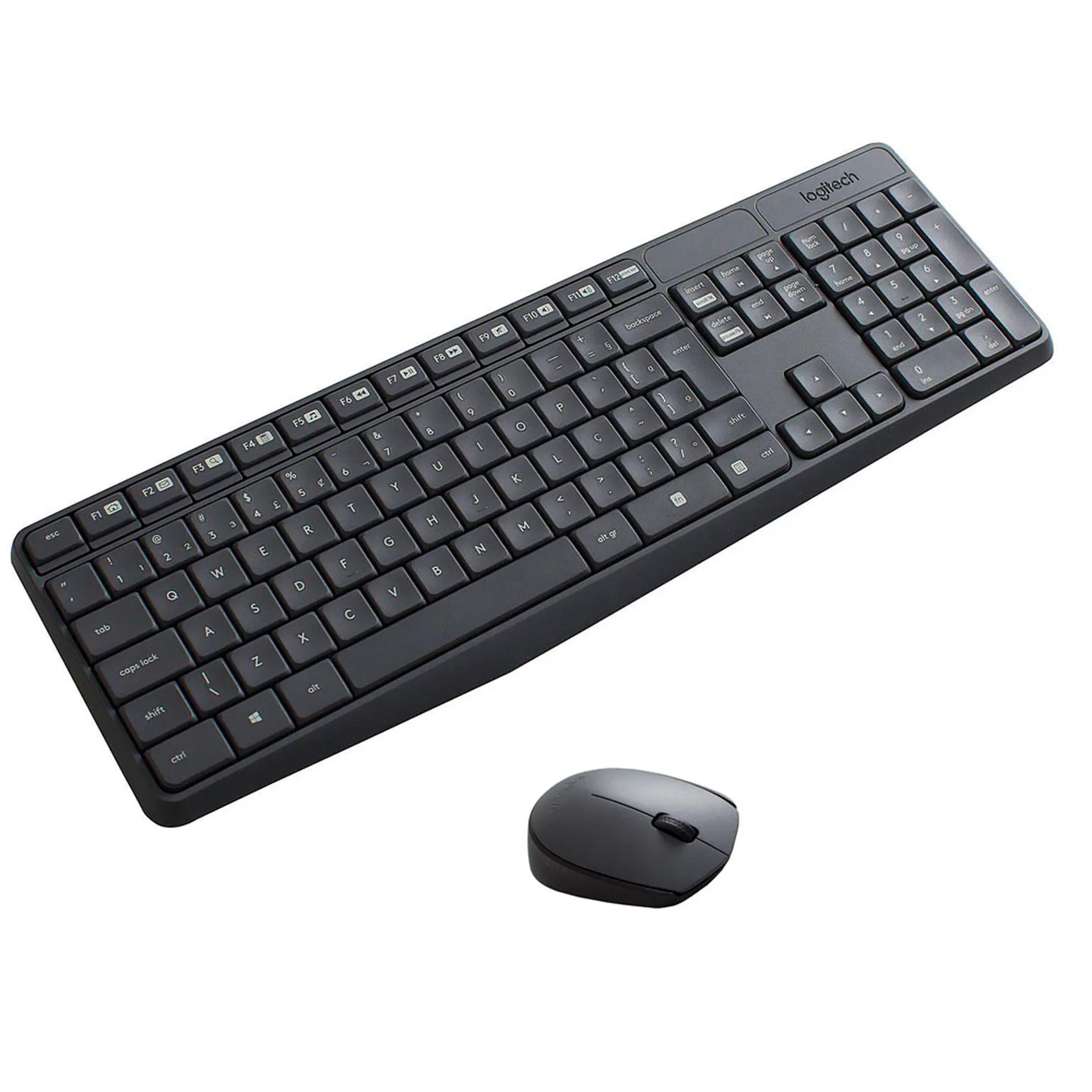 Kit Teclado e Mouse Sem fio Logitech MK235 Wireless Sensor Óptico - Cinza