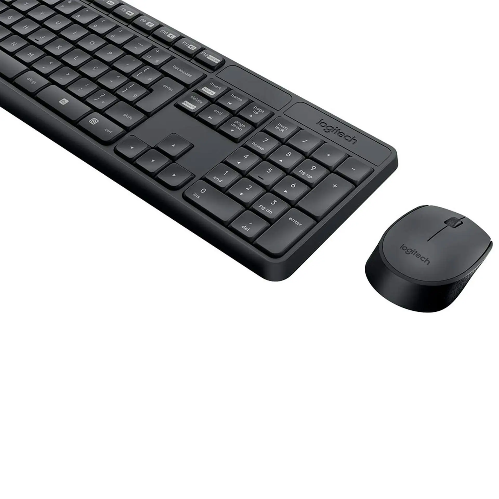 Kit Teclado e Mouse Sem fio Logitech MK235 Wireless Sensor Óptico - Cinza