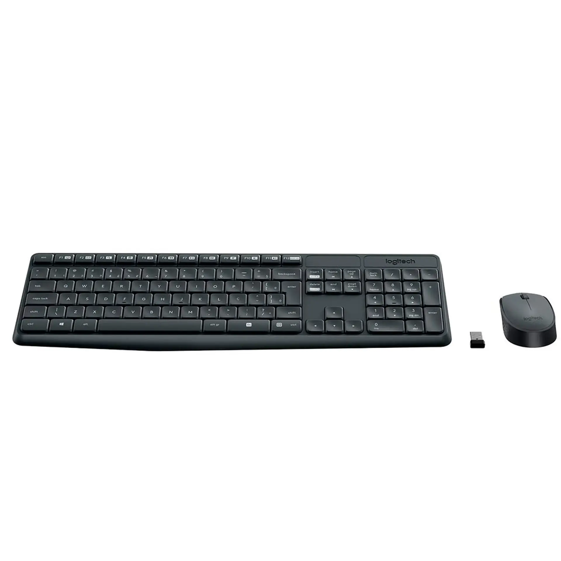 Kit Teclado e Mouse Sem fio Logitech MK235 Wireless Sensor Óptico - Cinza