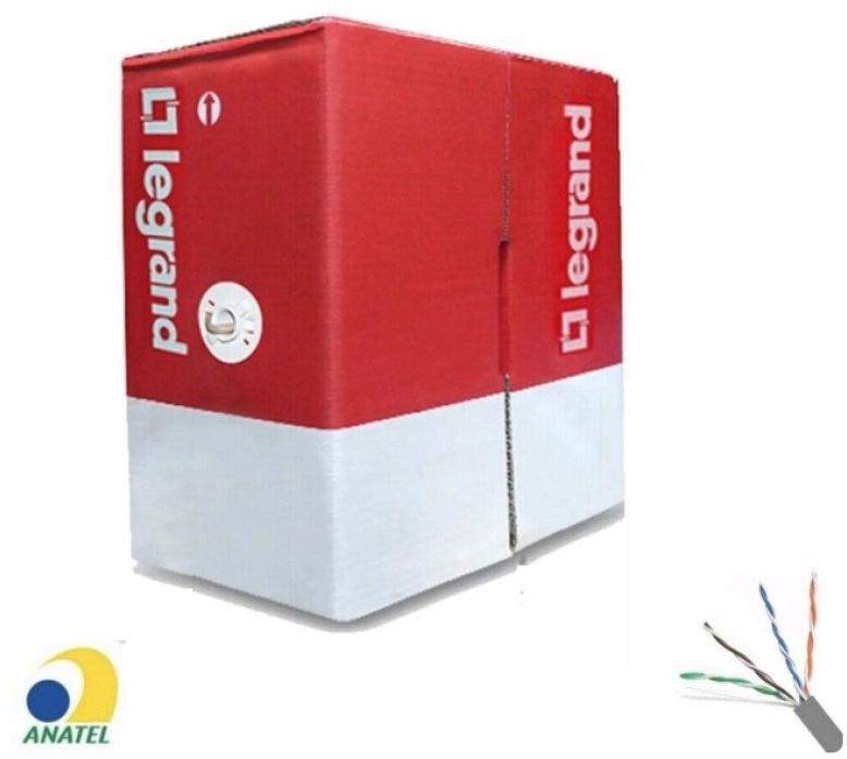 Cabo de Rede 23AWG Legrand Cat.6 LSZH 4 Pares Cinza 63030115 Caixa 305m 100% Cobre Homologado ANATEL