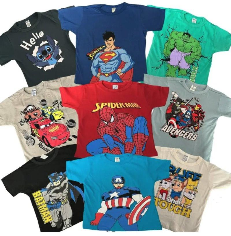 Kit 5 Camisetas Super Heróis Manga Curta Calor Infantil Menino Personagens Sortidos Tamanho 4 Anos