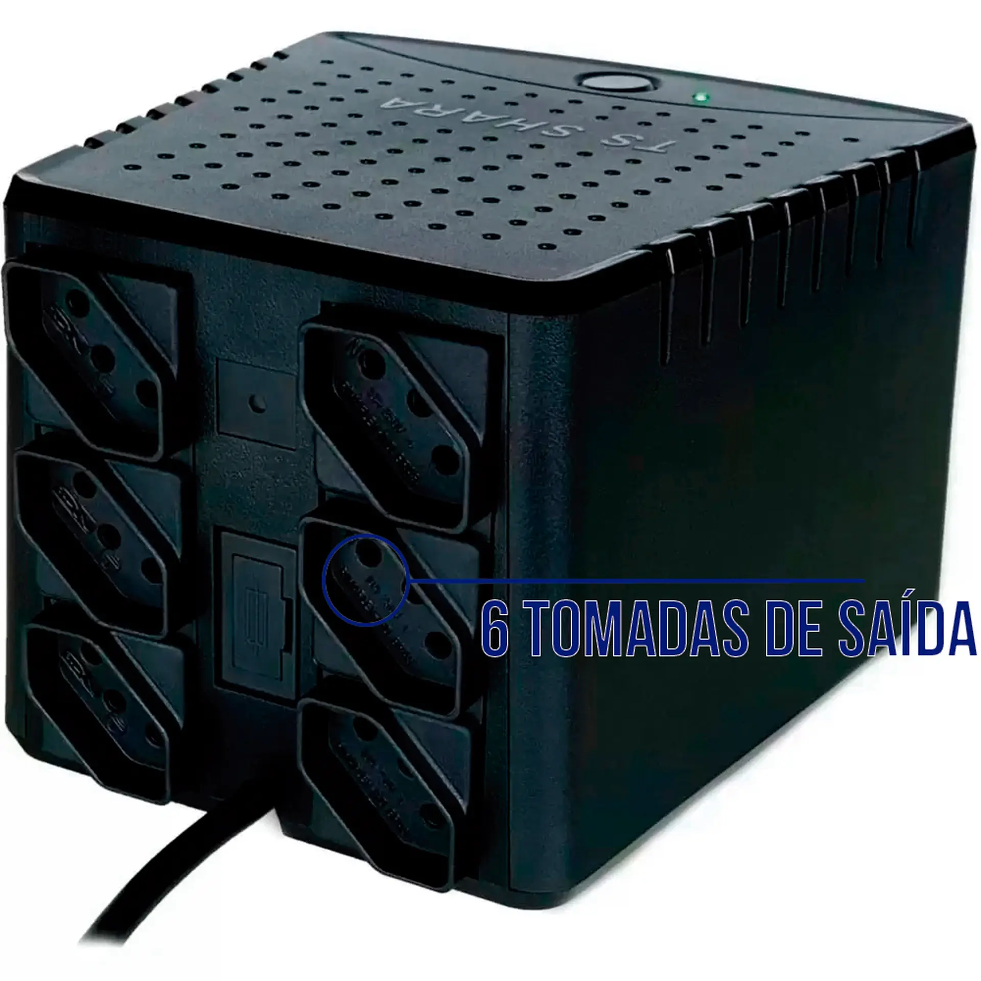 Estabilizador TS Shara Powerest Home 2000VA 6 Tomadas Monovolt 9020 - Preto - 220 Volts
