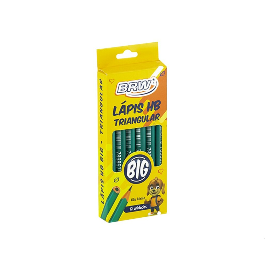 Lápis Preto HB Triangular Jumbo BRW - Caixa com 12 Unidades - LP1208
