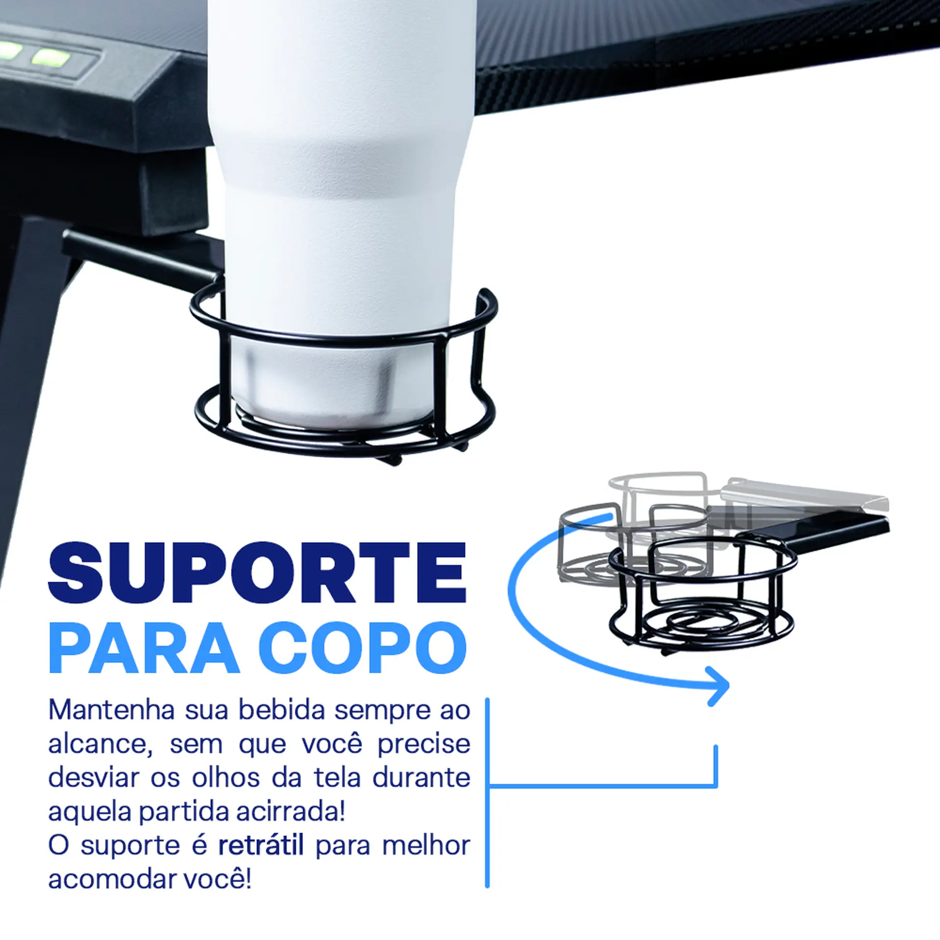 Mesa Gamer RGB Revestimento Fibra de Carbono Gamerzone Xtreme - Preto