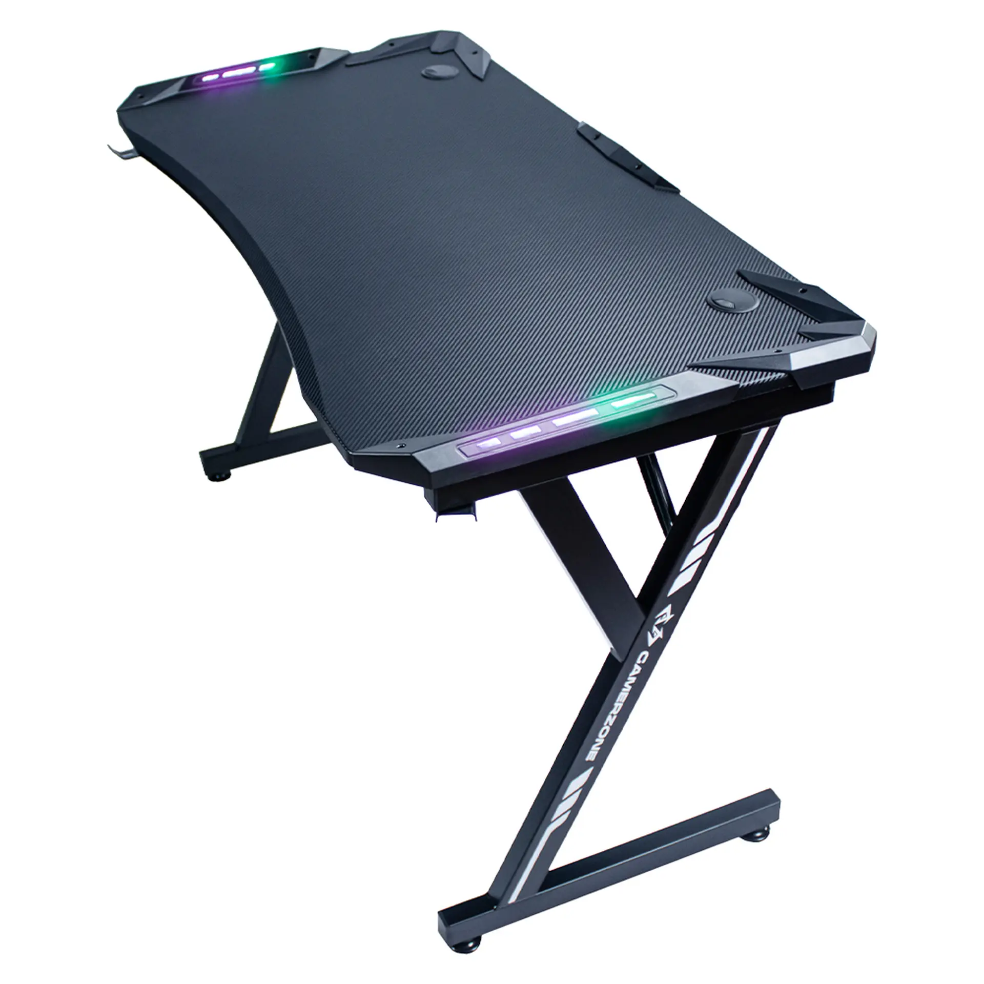 Mesa Gamer RGB Revestimento Fibra de Carbono Gamerzone Xtreme - Preto