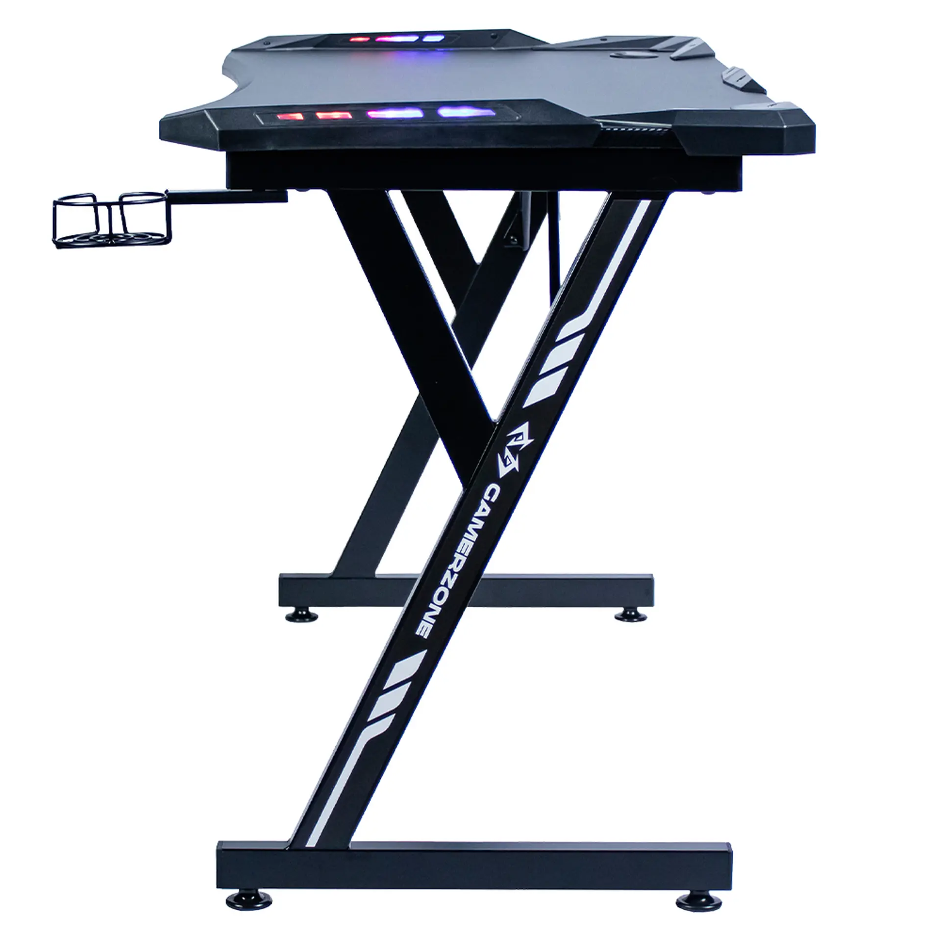 Mesa Gamer RGB Revestimento Fibra de Carbono Gamerzone Xtreme - Preto