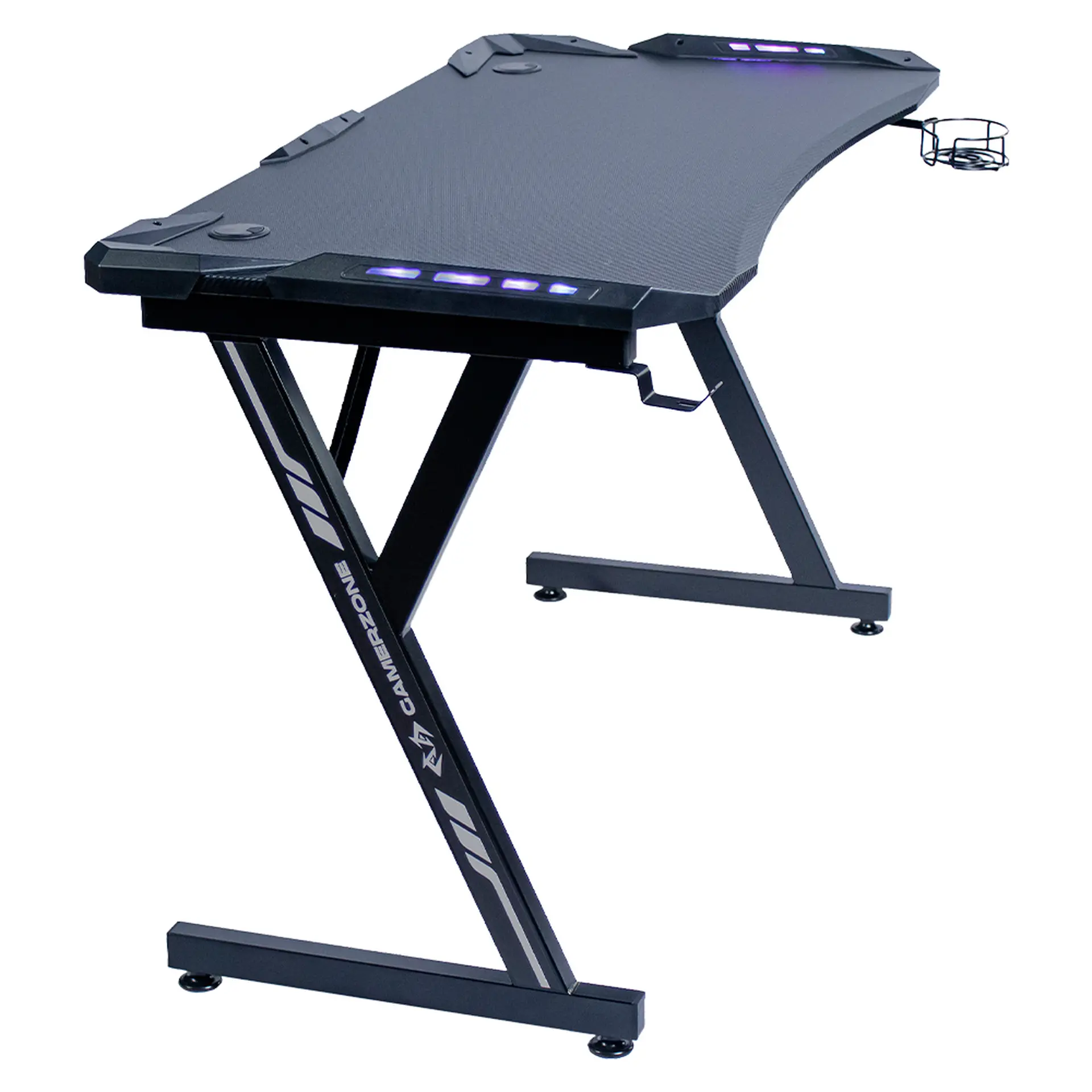 Mesa Gamer RGB Revestimento Fibra de Carbono Gamerzone Xtreme - Preto