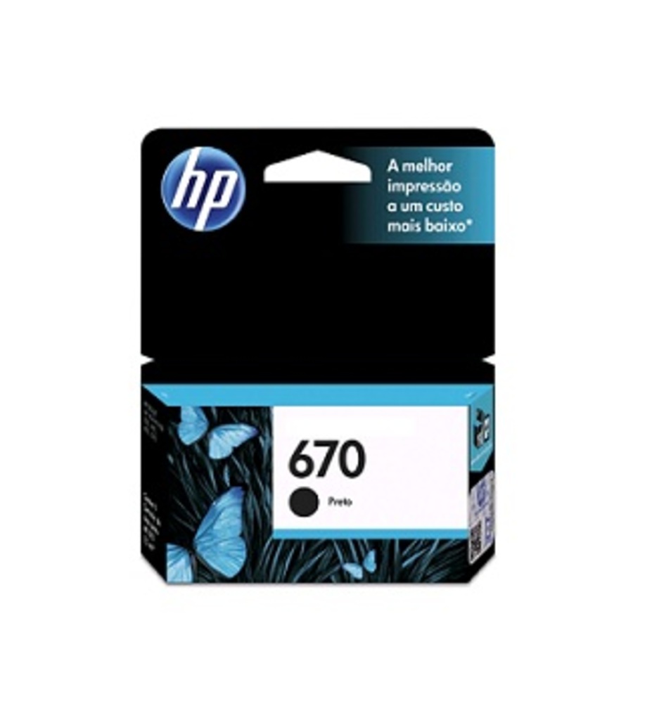 Cartucho de Tinta HP 670 Preto Original - CZ113AB - 250 páginas para 4615, 4625, 3525, 5525