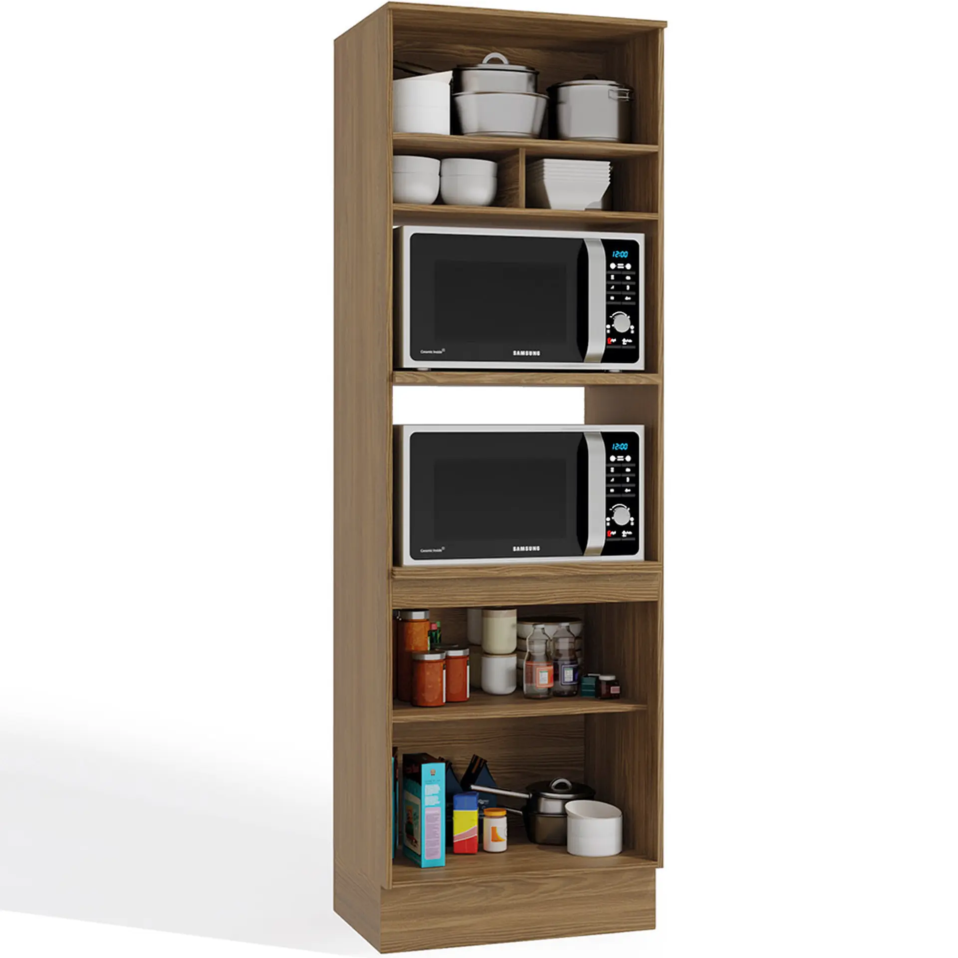 Cozinha Completa Modulada 5 Peças 11 Portas 3 Gavetas MDP Botanic Kappesberg - Nog. Fosco/Verde Oliva