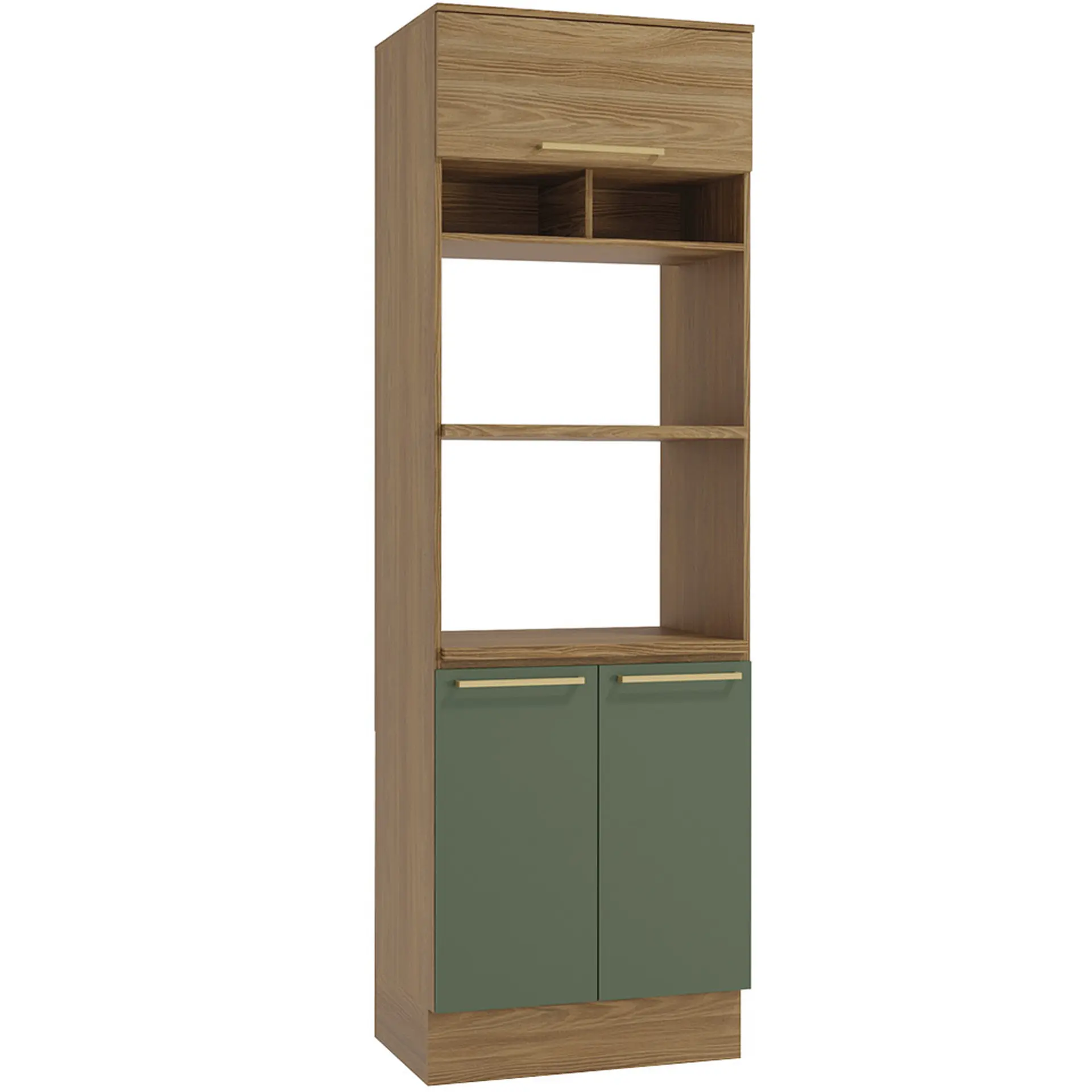 Cozinha Completa Modulada 5 Peças 11 Portas 3 Gavetas MDP Botanic Kappesberg - Nog. Fosco/Verde Oliva