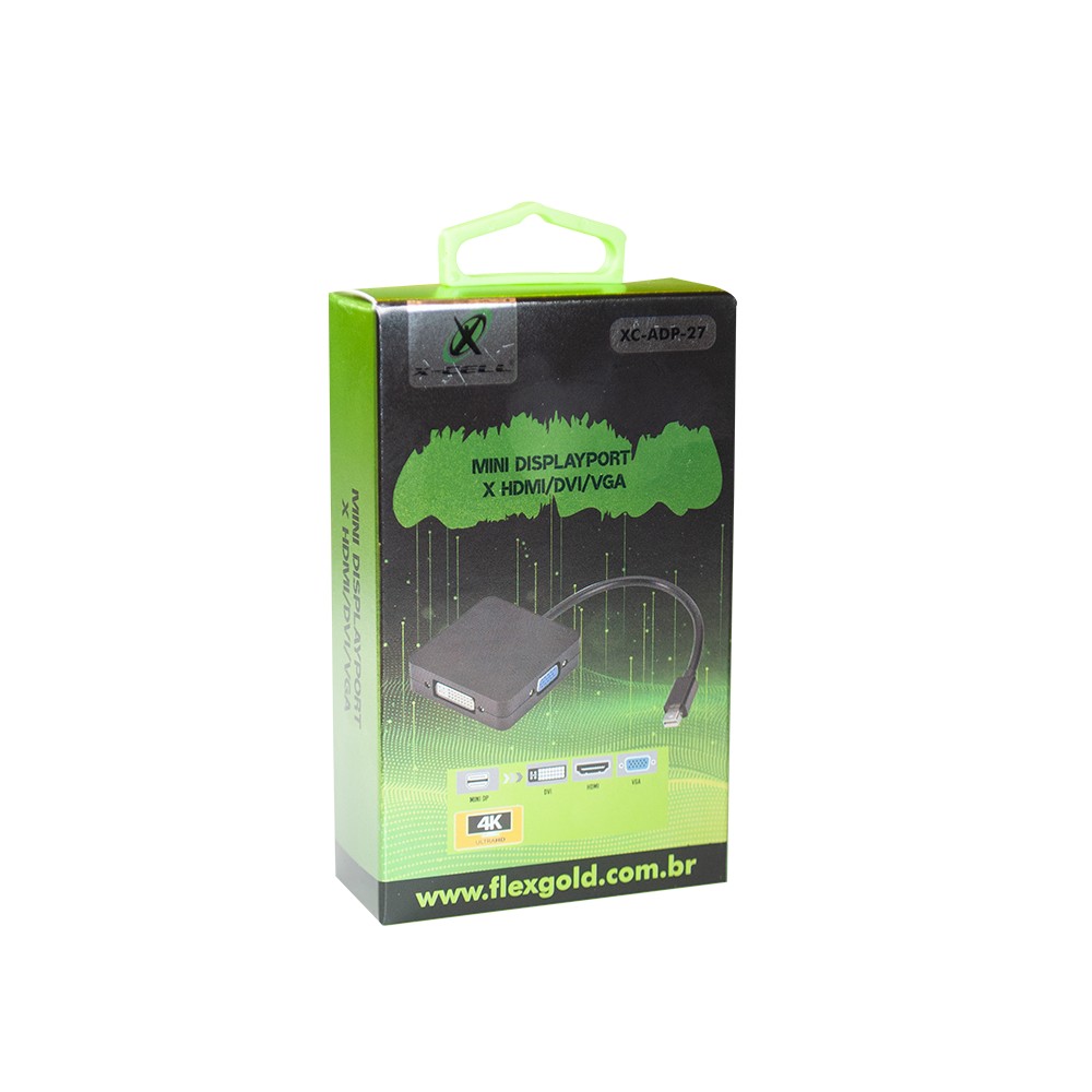 Conversor Mini DisplayPort Macho para HDMI VGA DVI Fêmea Preto X-Cell XCADP27