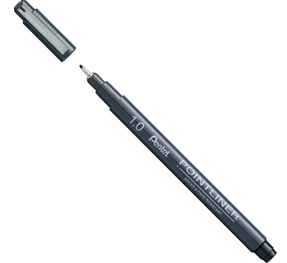 Caneta Nanquim Pentel Pointliner 1.0m Preto