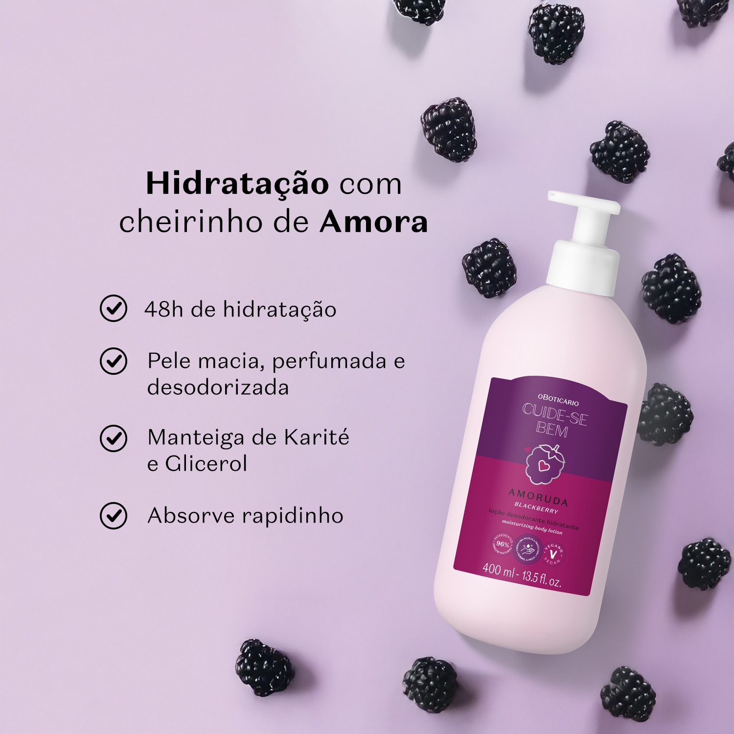 Loção Hidratante Desodorante Corporal Cuide-se Bem Amoruda 400ml