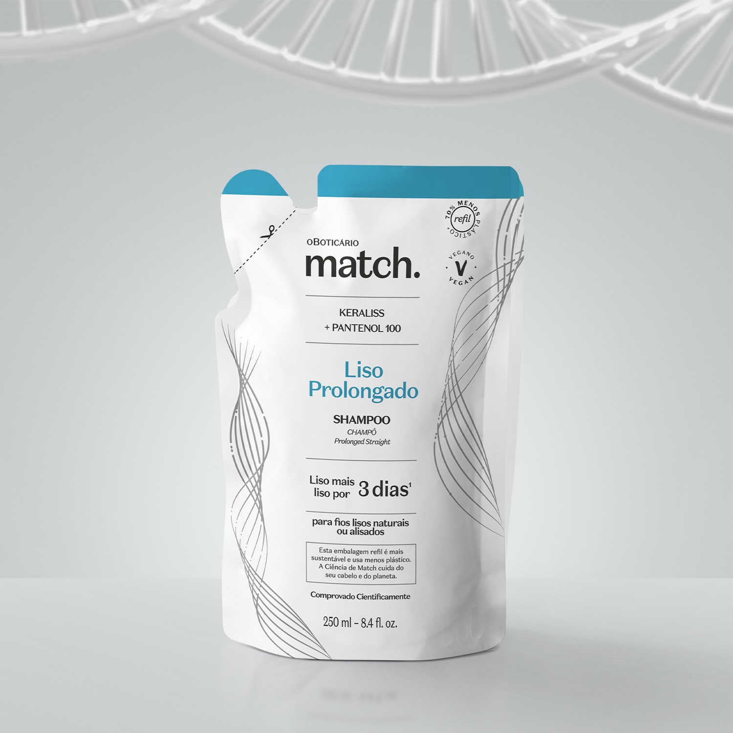 Refil Shampoo Match Liso Prolongado 250ml