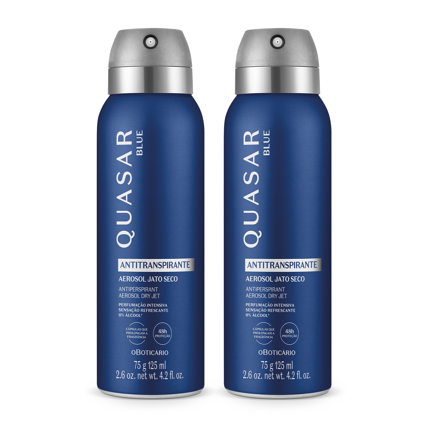 Combo Quasar Blue: Desodorante Antitranspirante Aerossol 2x75g/125ml