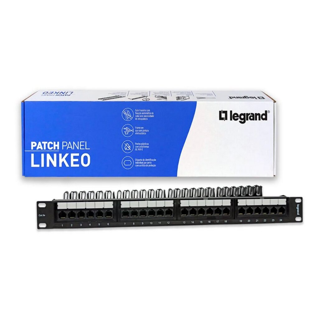 Patch Panel 24 Portas 19 Polegadas Cat.5E Linkeo Legrand - 632840