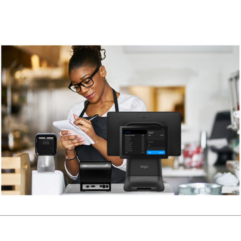 Leitor Código de Barras QR Code Imager 1D 2D Fixo de Mesa Mini Elgin EL720 USB Lê Nota Fiscal Eletrônica Boleto Bancário