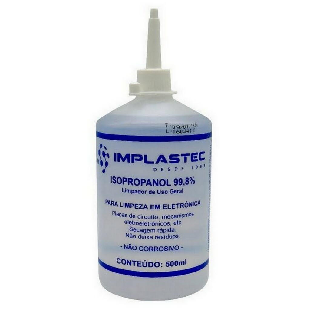 Álcool Isopropílico 99,8% Isopropanol 500ml Bico Aplicador - Implastec - PAIP050024