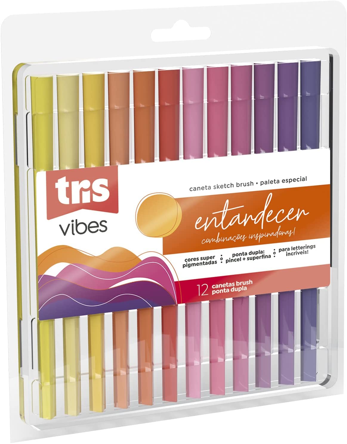 Caneta Hidrocor Tris Vibes Sketch Entard com 12 Unidades