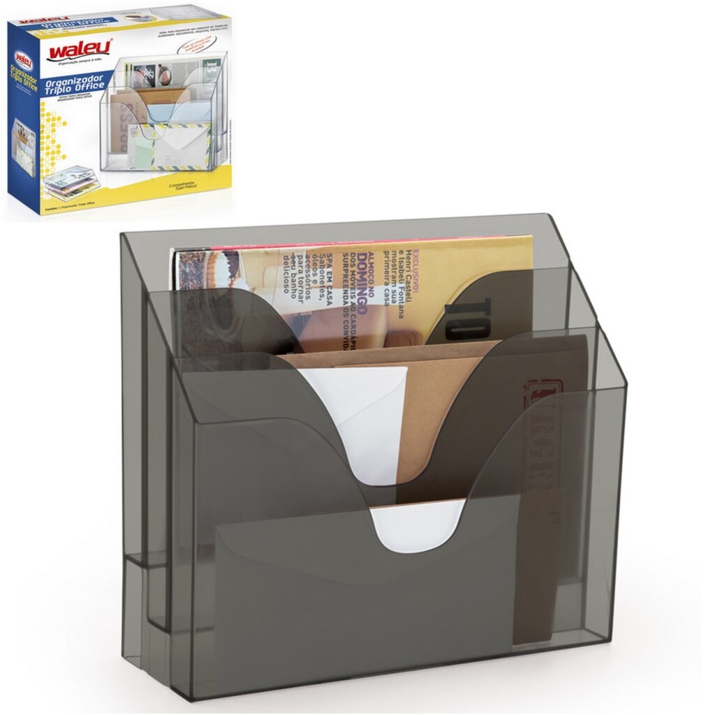 Organizador de Pastas e Revistas Triplo Fumê Unitário Maxcril - 10170009