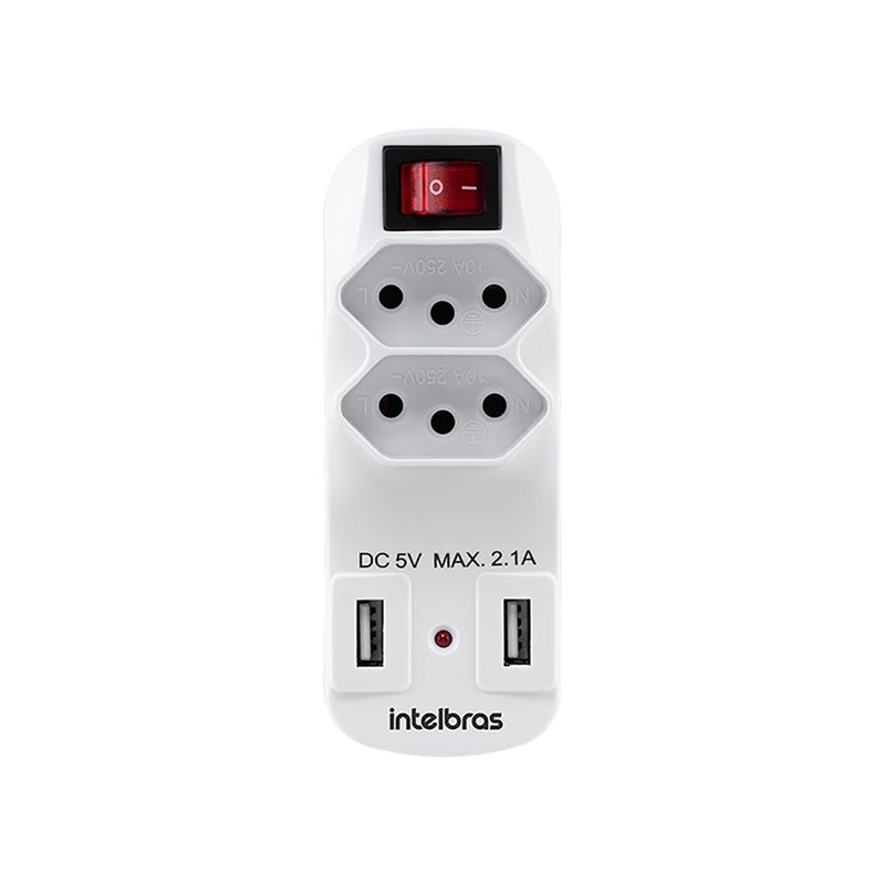 Adaptador 2 Tomadas e 2 USB EAC 1002 Intelbras