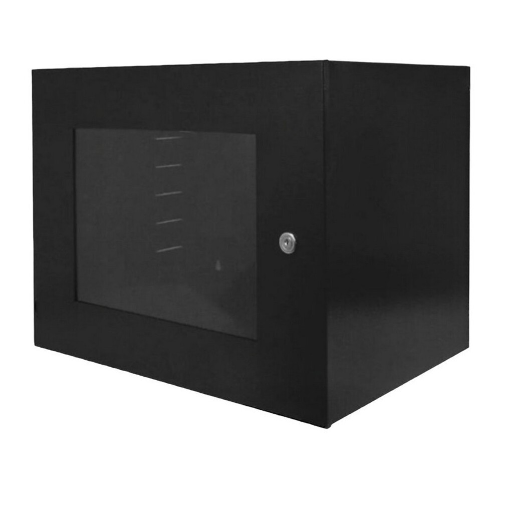 Mini-Rack Parede 8U x 370mm 19POL Preto  Fibra Metal - MR08X370S