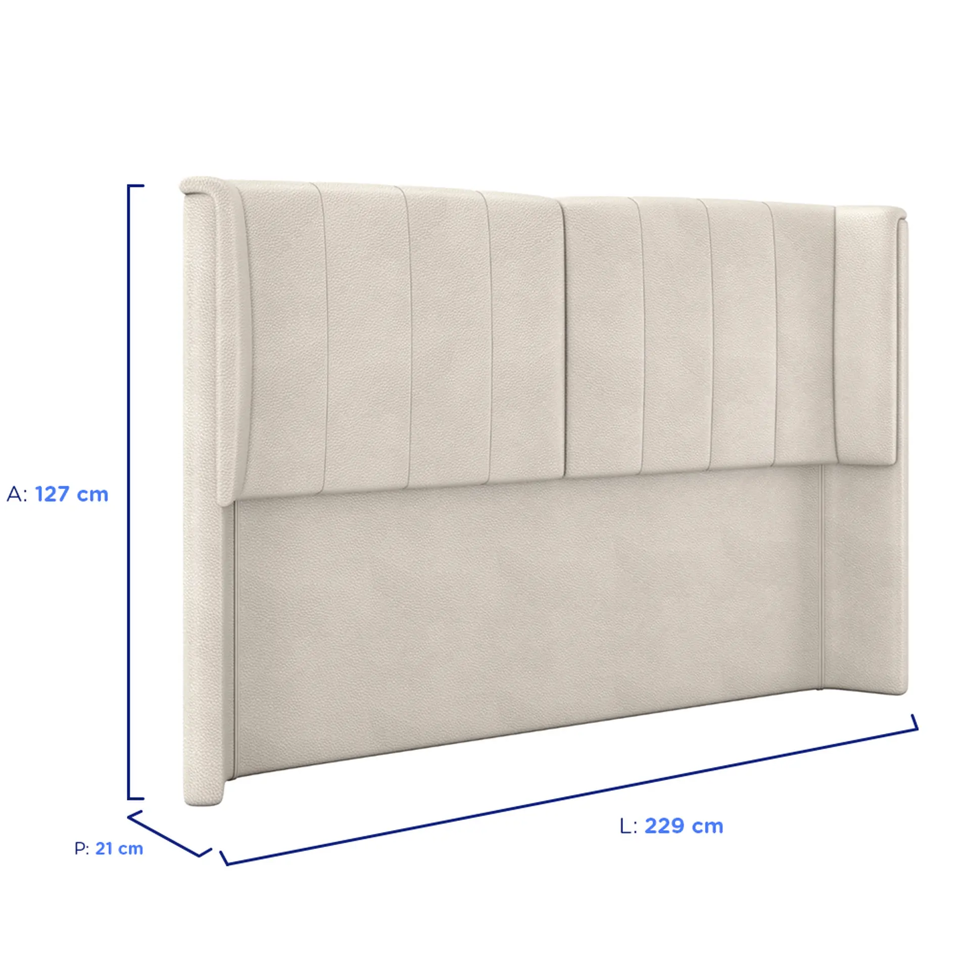 Cabeceira King 195cm Estofada Paris Fabone - CORINO BEGE
