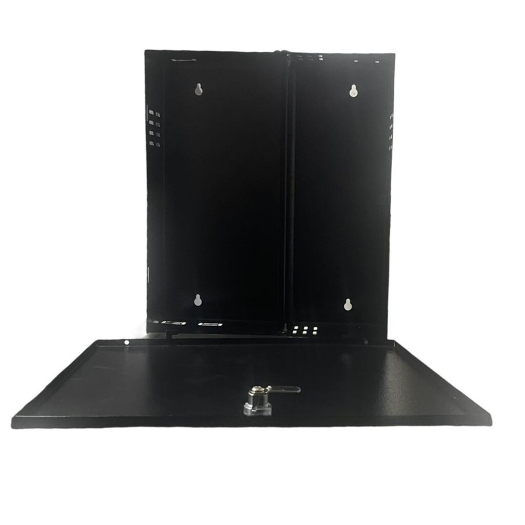 Rack para CFTV DVR Vazio Vertical 40x35x11cm com Chave Preto Fibra Metal - CF40X35X11PTO