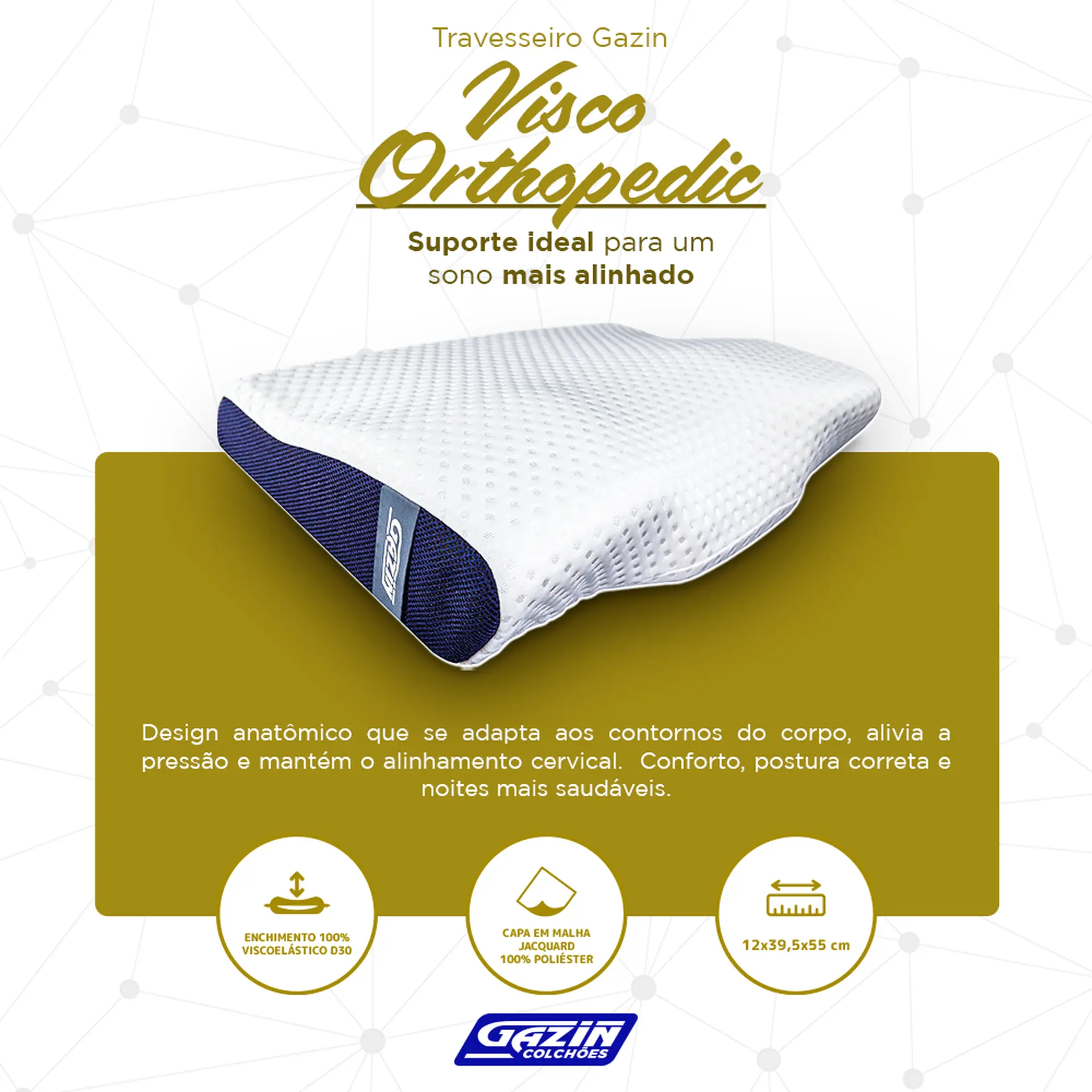 Travesseiro Gazin Espuma Orthopedic - Branco