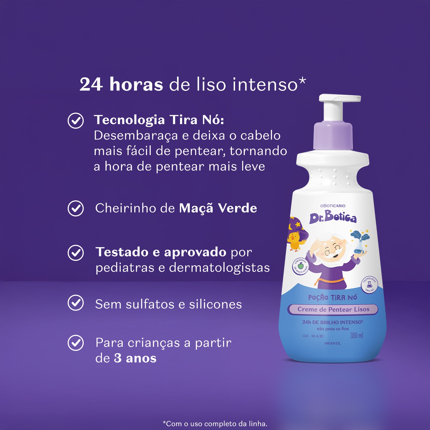 Creme Para Pentear Infantil Cabelos Lisos 1A À 2C Dr.Botica Poção Tira Nó 350ml