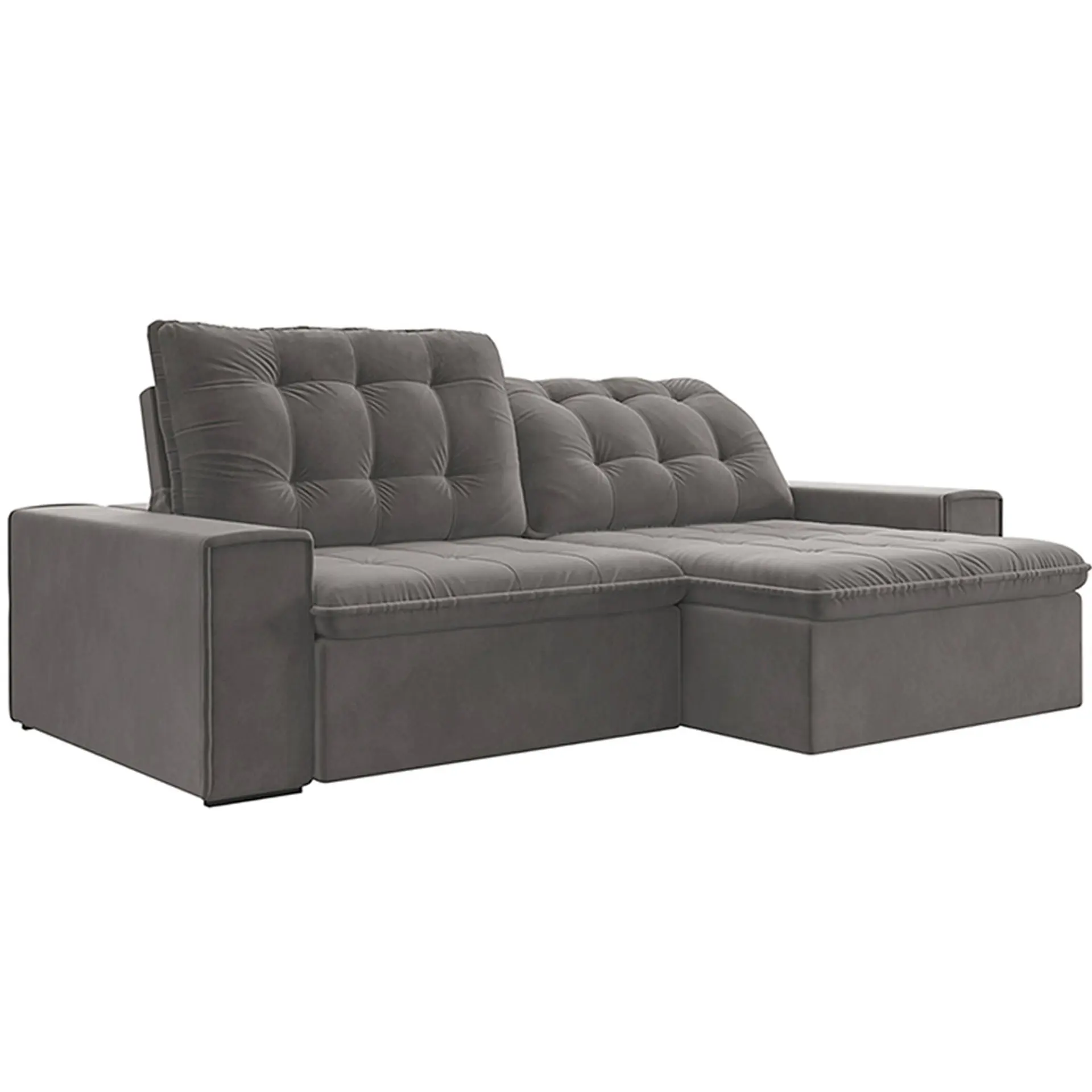 Sofá Retrátil e Reclinável 4 Lugares 254 cm Fabone Denver - Cinza Escuro