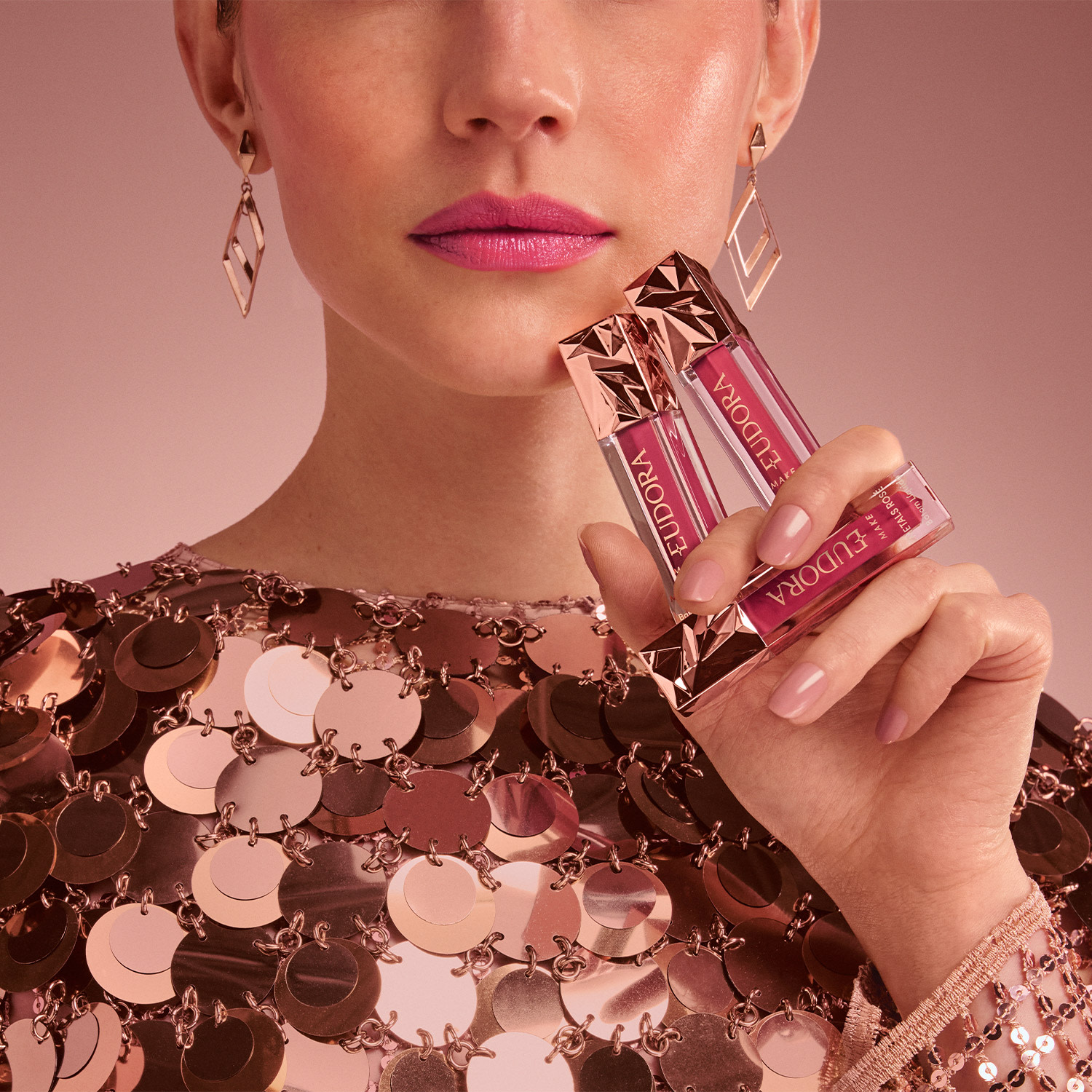 Batom Líquido Cremoso Metals Rosé Terracota Exclusivo Eudora Make 2,5m