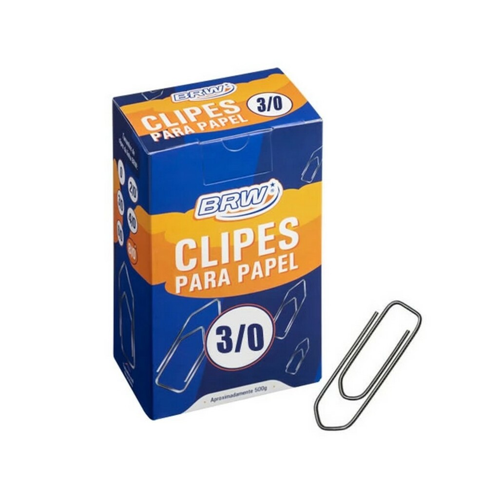 Clips Metálico Galvanizado 3/0 BRW - Caixa com 500 Gramas - CL5003