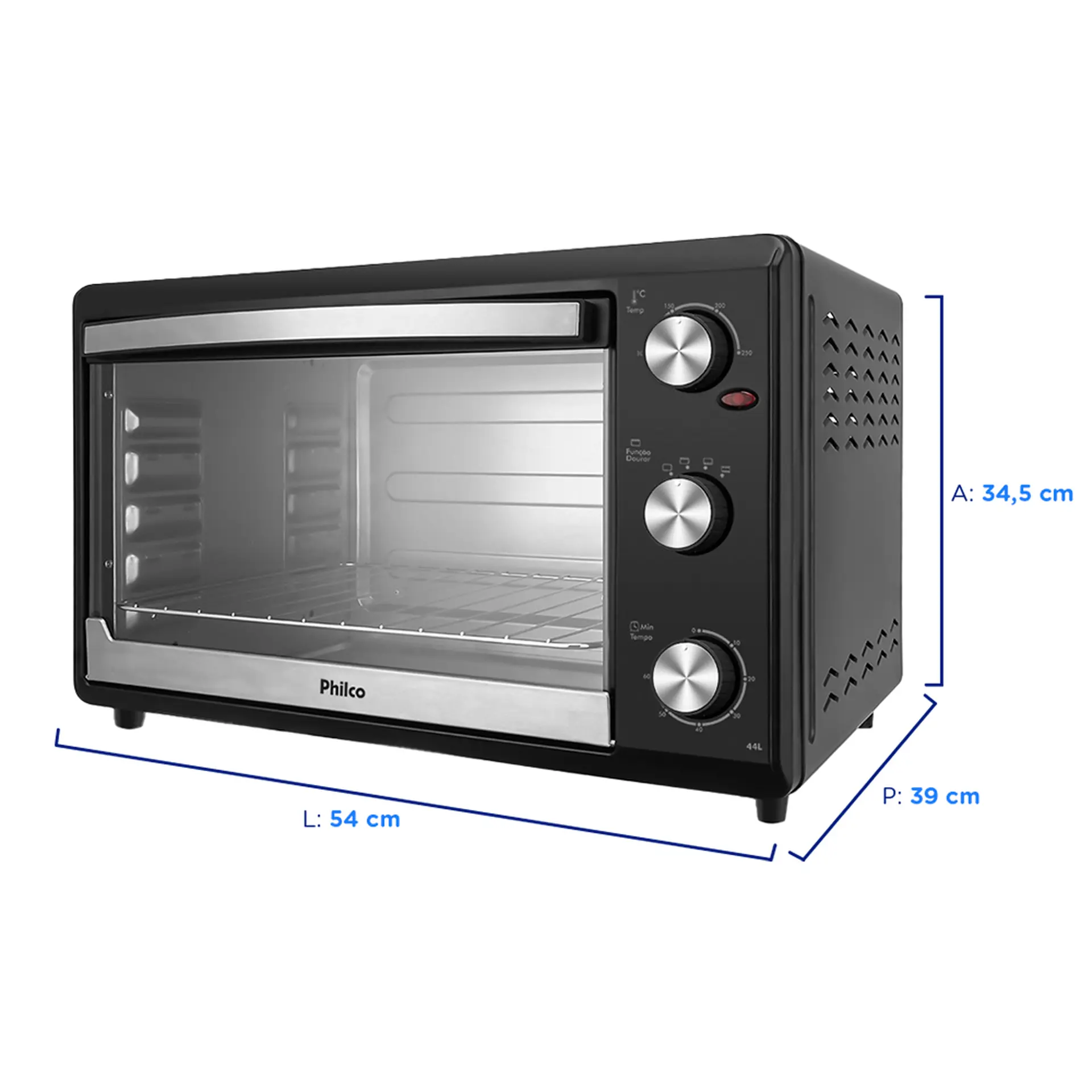 Forno Elétrico de Bancada 44L Timer e Grelha Deslizante Philco PFE44P - Preto - 110 Volts