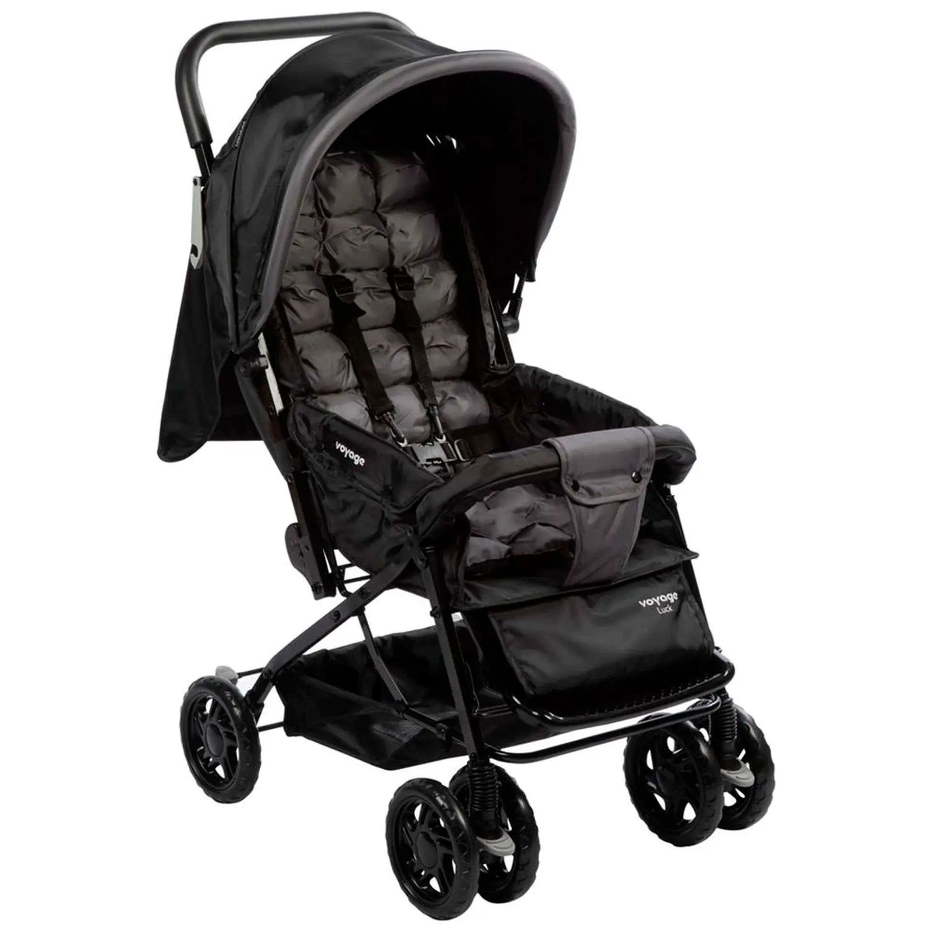 Carro de Passeio Luck Voyage para crianças até 15 kg com apoio de pés - Preto