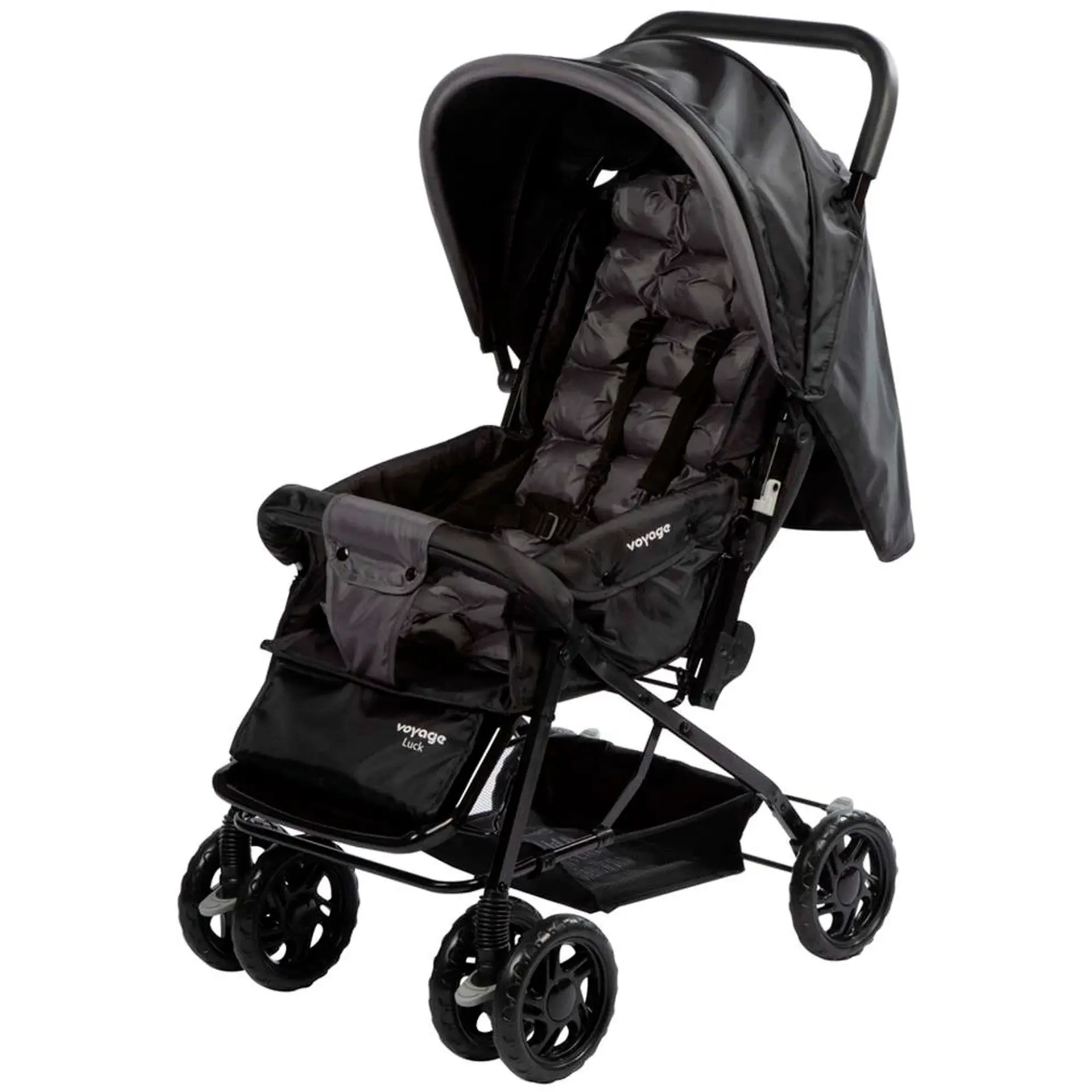 Carro de Passeio Luck Voyage para crianças até 15 kg com apoio de pés - Preto