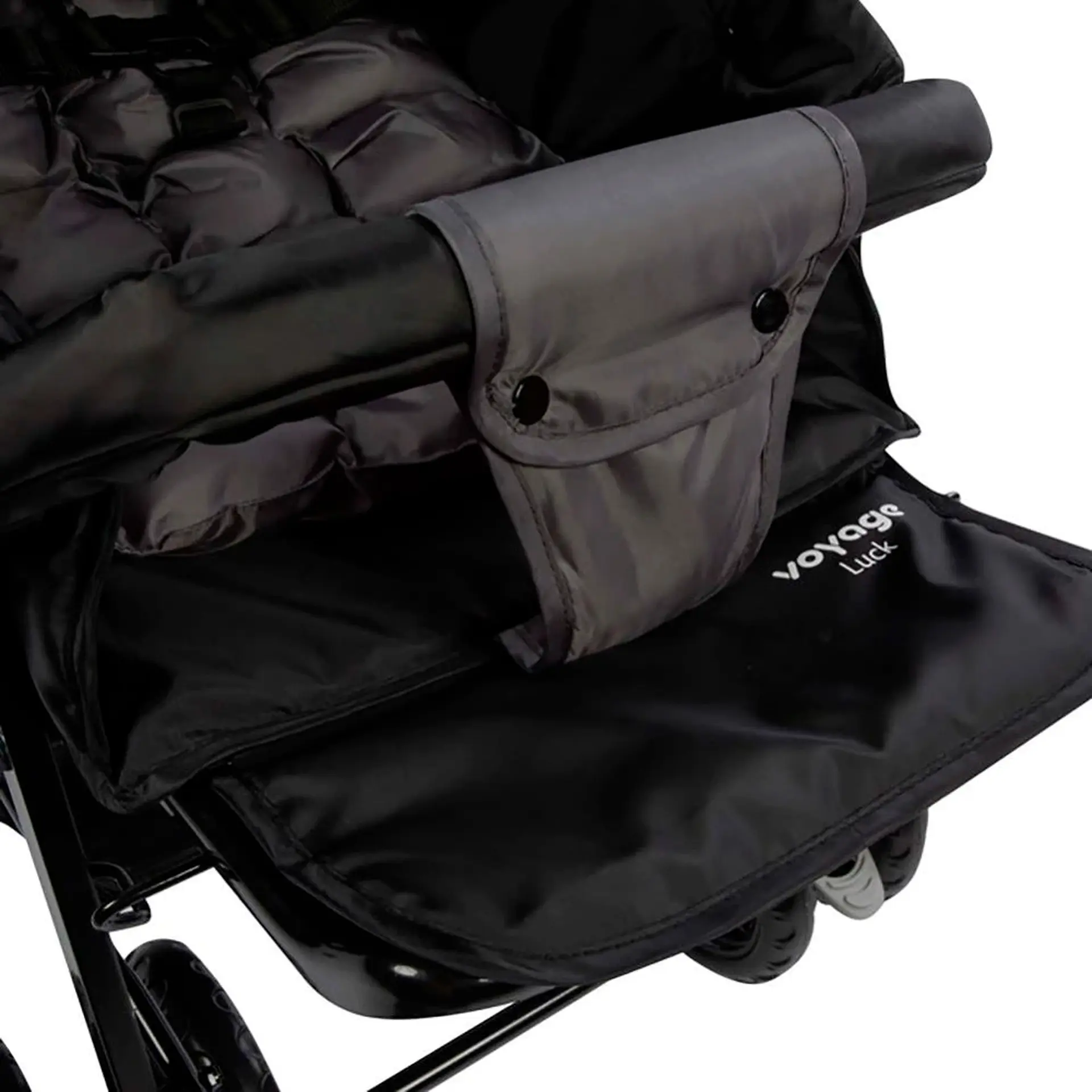 Carro de Passeio Luck Voyage para crianças até 15 kg com apoio de pés - Preto