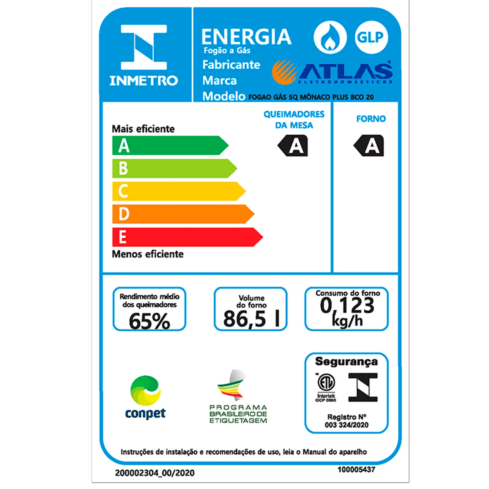 Fogão Atlas 5 Bocas Mônaco Plus Automático Mesa Inox Forno 86,5L - Preto - Bivolt