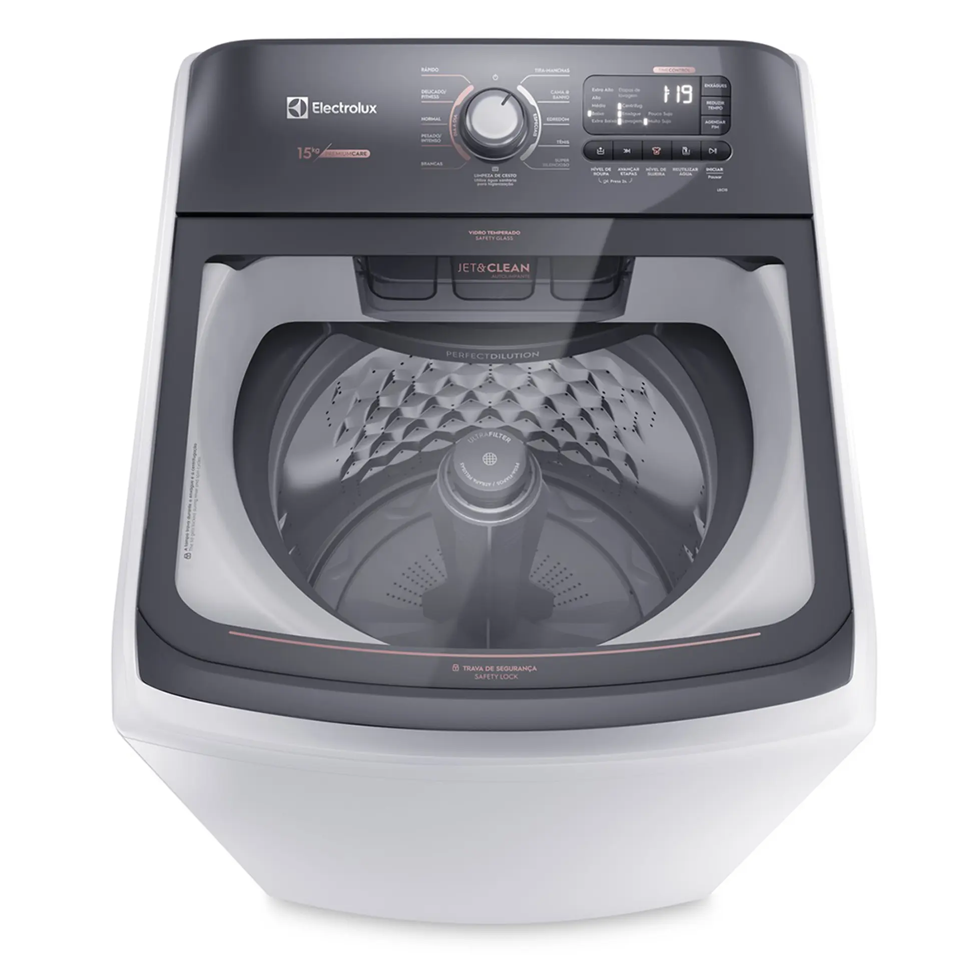 Máquina de Lavar Electrolux Premium Care com Cesto Inox 15kg 11 Programas LEC15 - Branco - 110 Volts